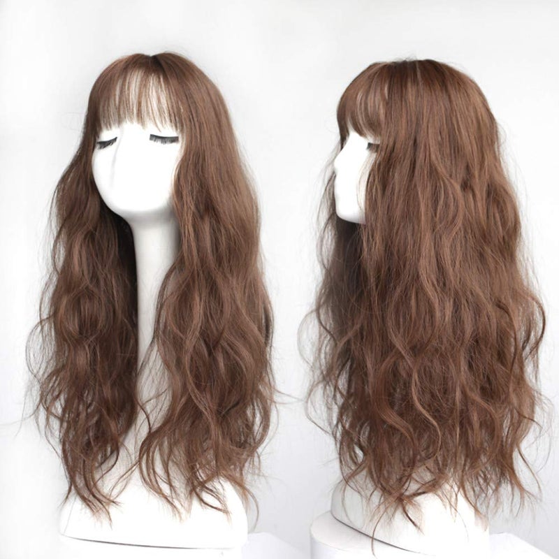 LesafeV 6"x6" Hair Forehead Replacement Piece Clip in Loose Wavy Supplement Topper With Wispy Fringe for Thinning Hair Light Brown - Image 2